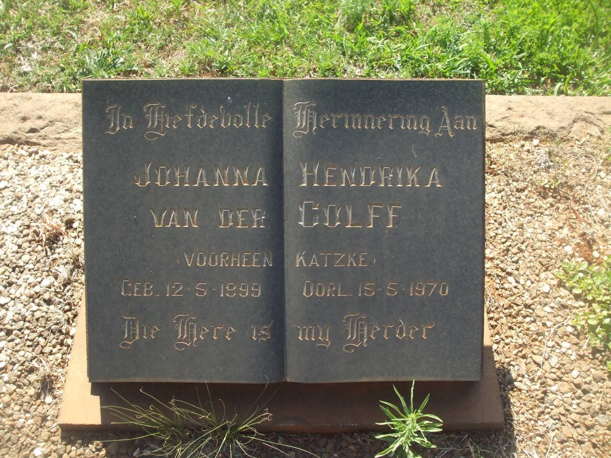 COLFF Johanna Hendrika, van der formerly KATZKE 1899-1970