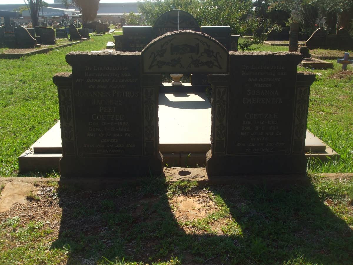 COETZEE Johannes Petrus Jacobus 1887-1962 &amp; Susanna Emerentia 1909-19?4