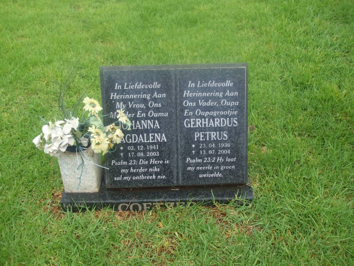 COETZER Gerhardus Petrus 1936-2004 &amp; Johanna Magdalena 1941-2003