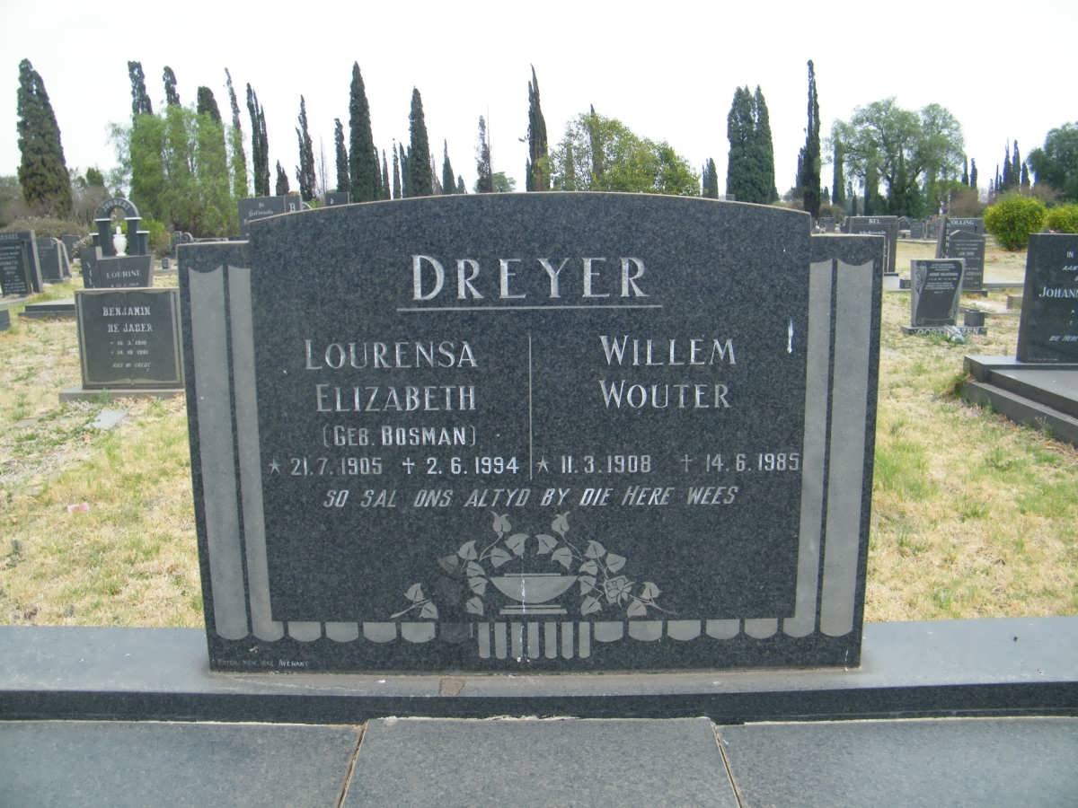 DREYER Willem Wouter 1908-1985 &amp; Lourensa Elizabeth BOSMAN 1905-1994
