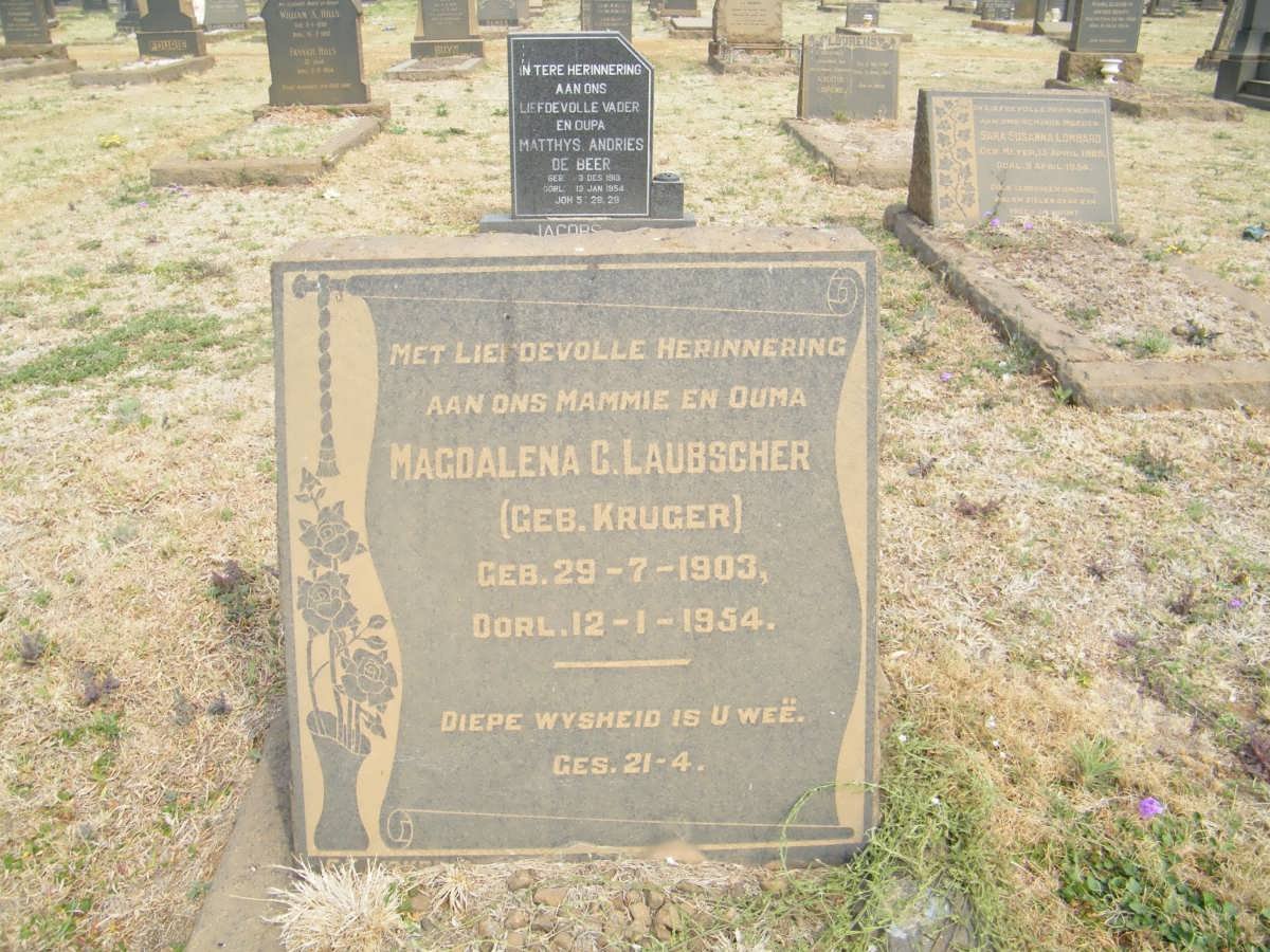 LAUBSCHER Magdalena C. nee KRUGER 1903-1954