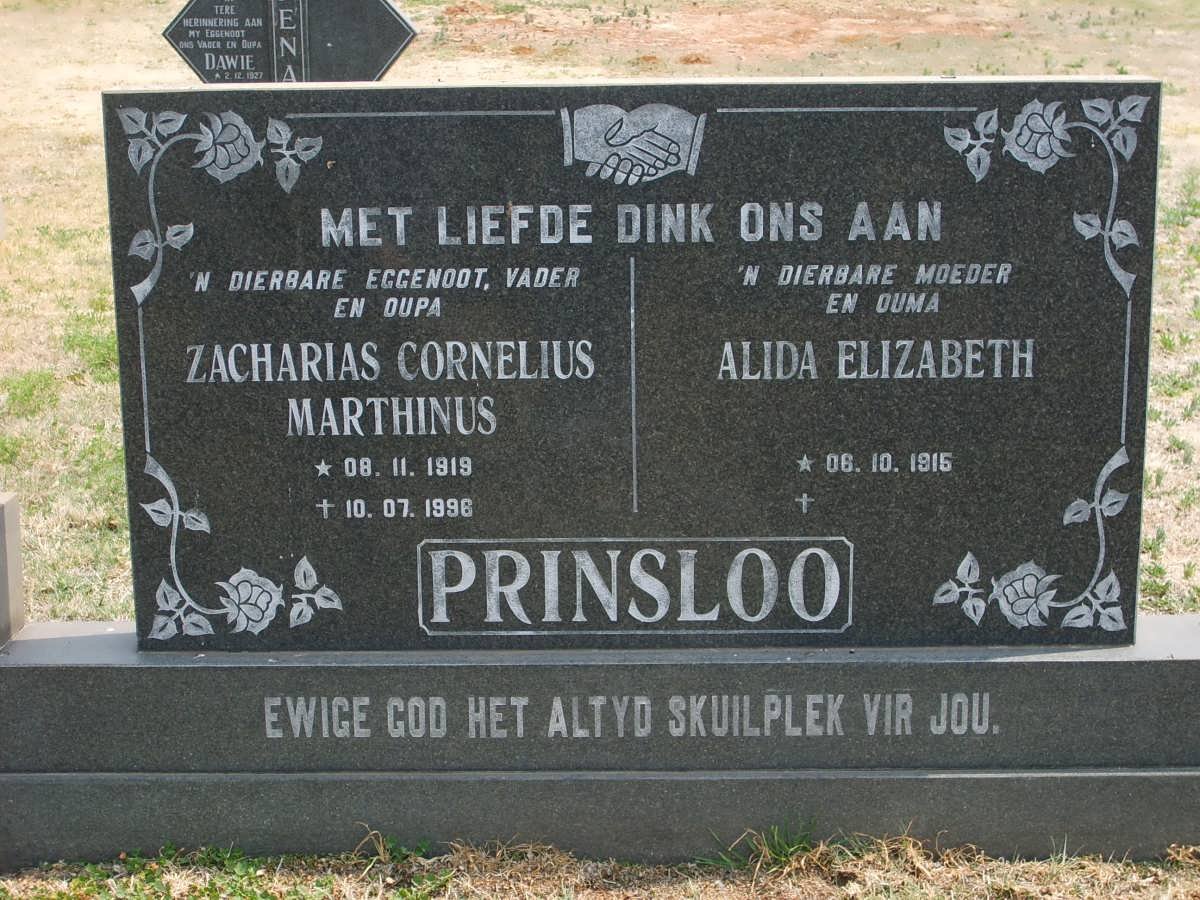 PRINSLOO Zacharias Cornelius Marthinus 1919-1996 &amp; Alida Elizabeth 1915-