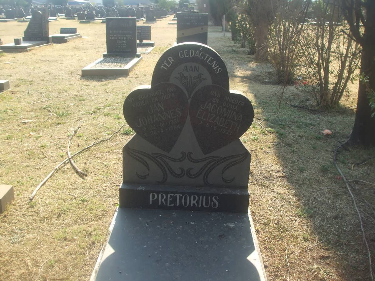 PRETORIUS Jan Johannes 1931-1984 &amp; Jacomina Elizabeth 1933-