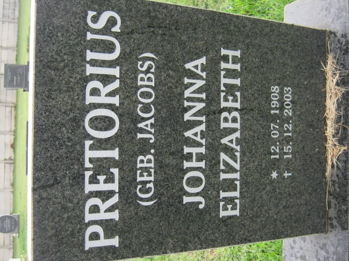 PRETORIUS Johanna Elizabeth nee JACOBS 1908-2003