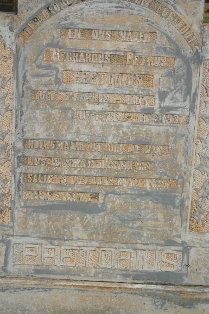 PRETORIUS Gerhardus Petrus 1863-1937