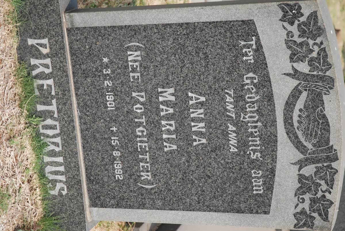 PRETORIUS Anna Maria nee POTGIETER 1901-1992