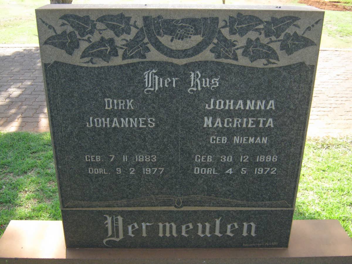 VERMEULEN Dirk Johannes 1883-1977 &amp; Johanna Magrieta NIEMAN 1896-1972