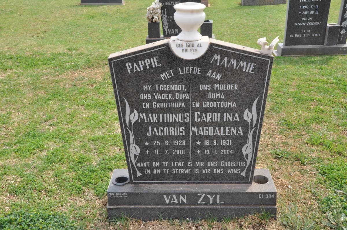 ZYL Marthinus Jacobus, van 1928-2001 &amp; Carolina Magdalena 1931-2004