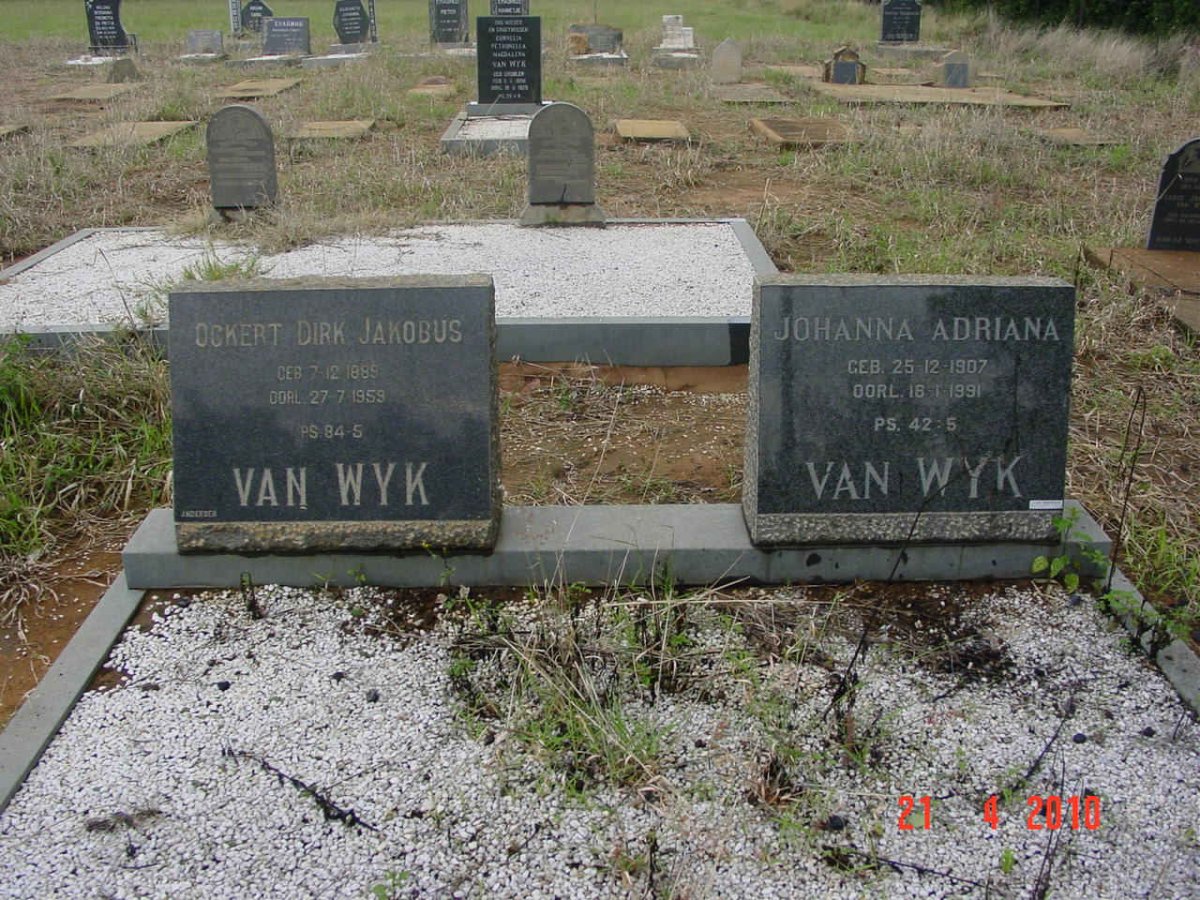 WYK Ockert Dirk Jakobus 1889-1959 &amp; Johanna Adriana 1907-1991