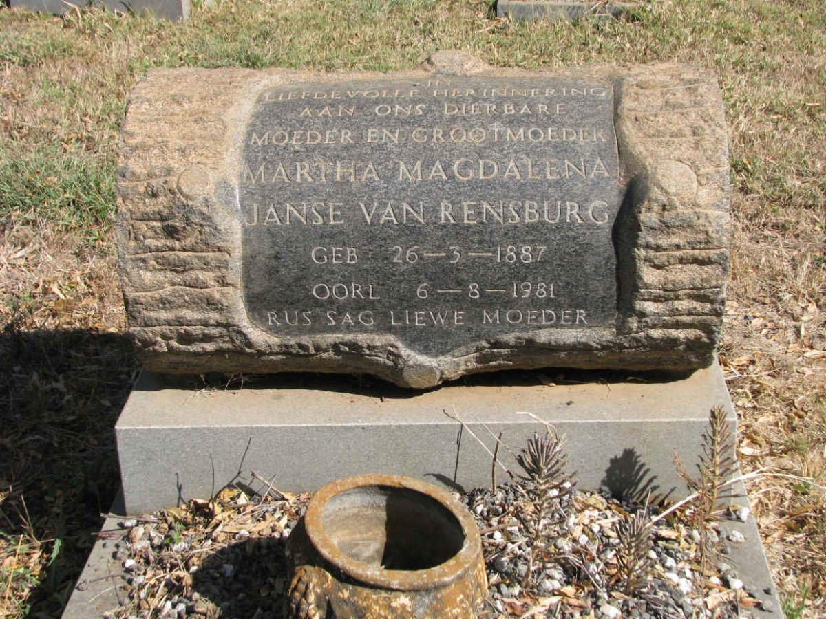RENSBURG Martha Magdalena, Janse van 1887-1981