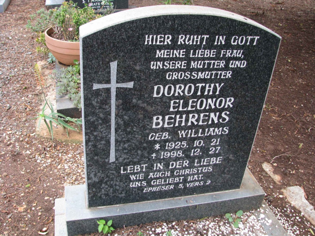 BEHRENS Dorothy Eleonor nee WILLIAMS 1925-1998