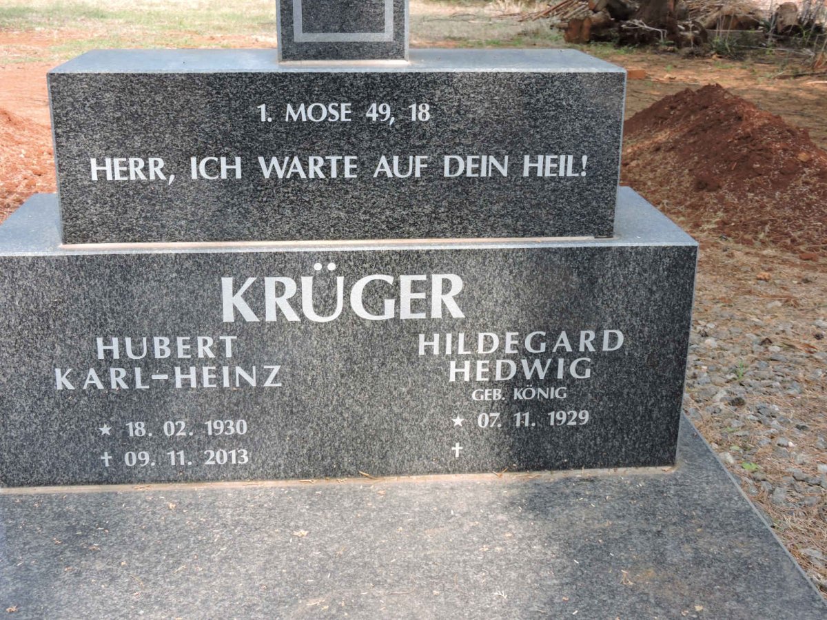 KRÜGER Hubert Karl-Heinz 1930-2013 &amp; Hildegard Hedwig KÖNIG 1929-