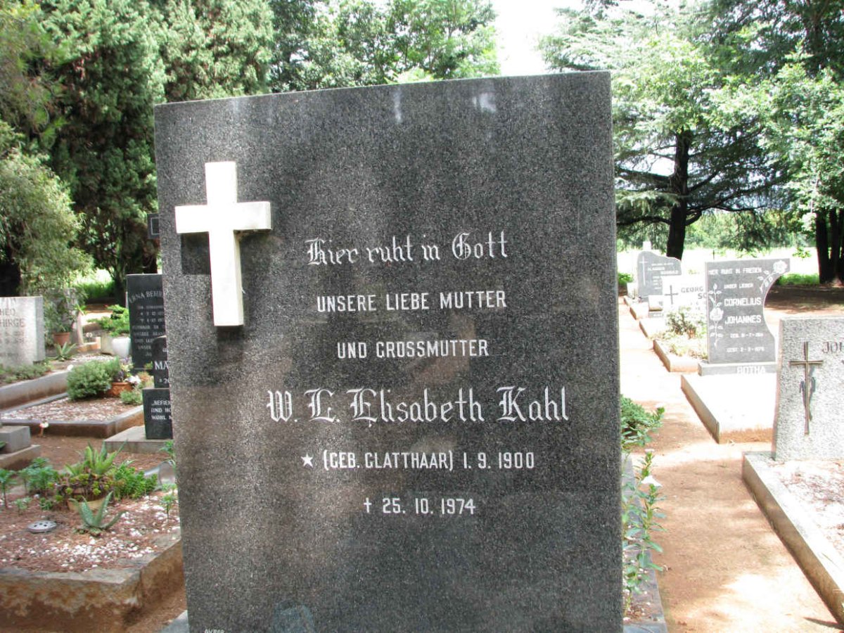 KAHL W.E. Elisabeth nee GLATTHAAR 1900-1974