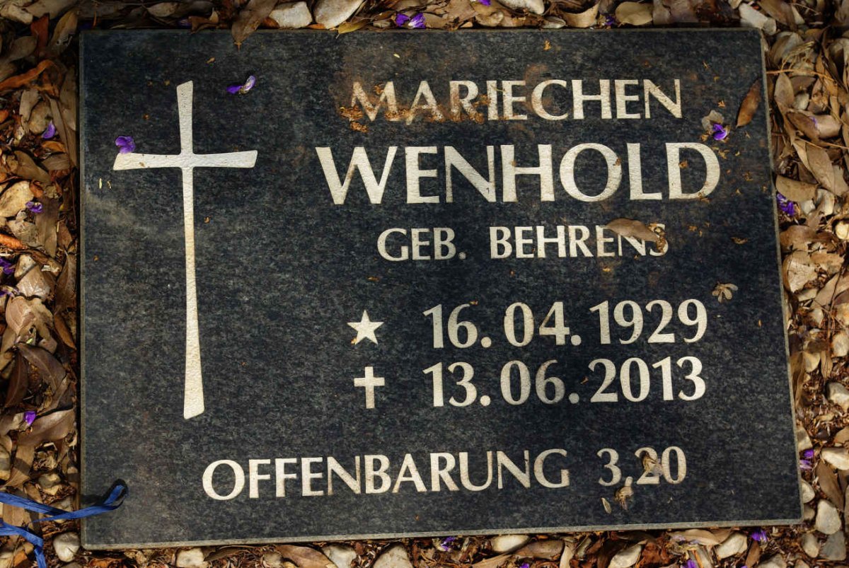 WENHOLD Mariechen nee BEHRENS 1929-2013