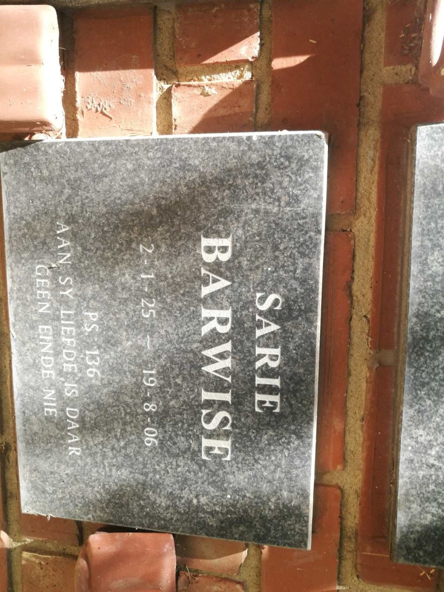 BARWISE Sarie 1925-2006
