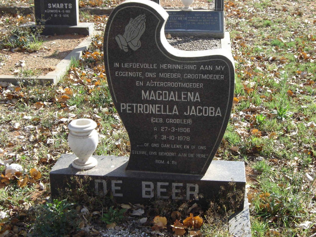 BEER Magdalena Petronella Jacoba, de nee GROBLER 1906-1979