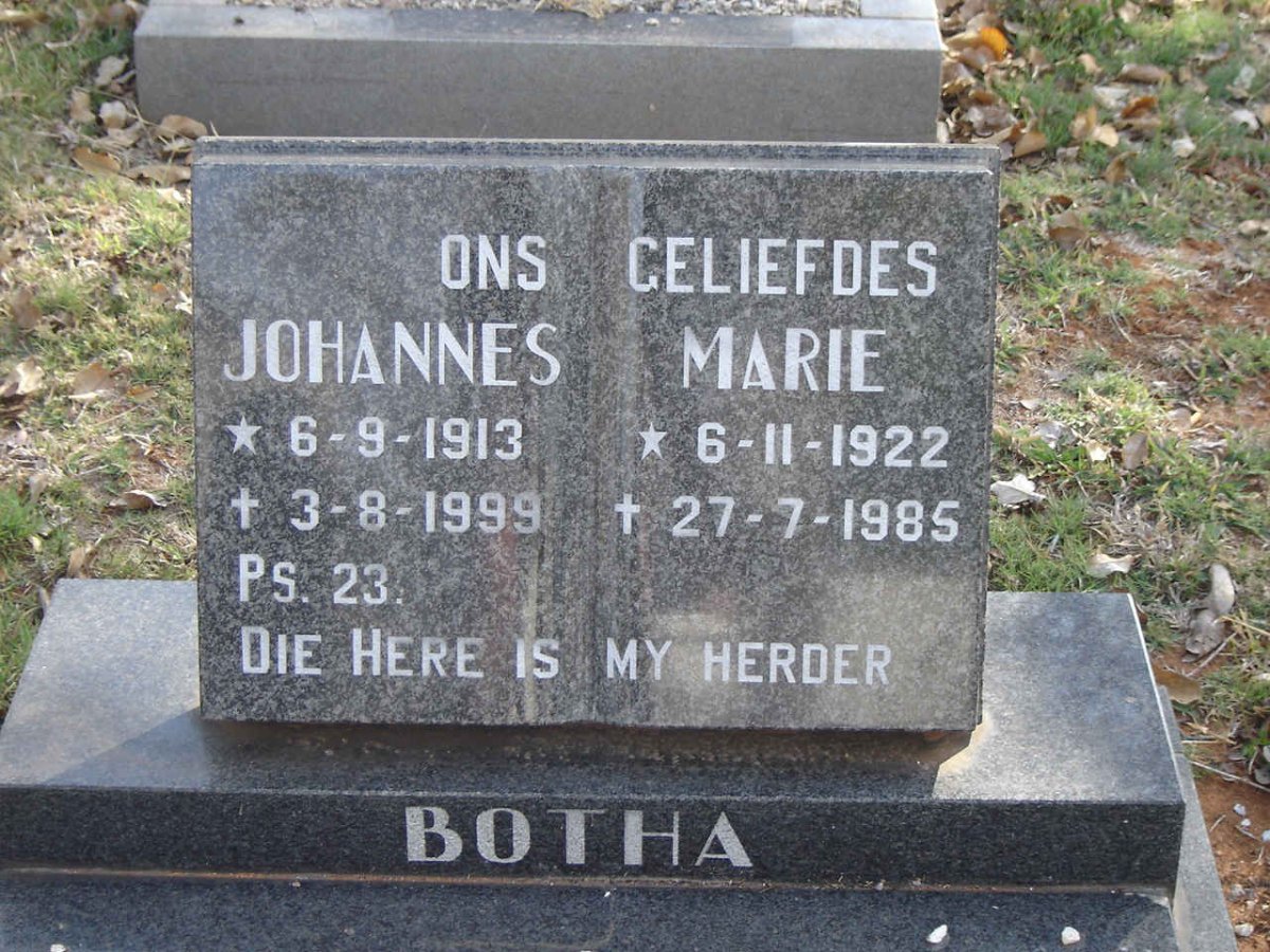 BOTHA Johannes 1913-1999 &amp; Marie 1922-1985