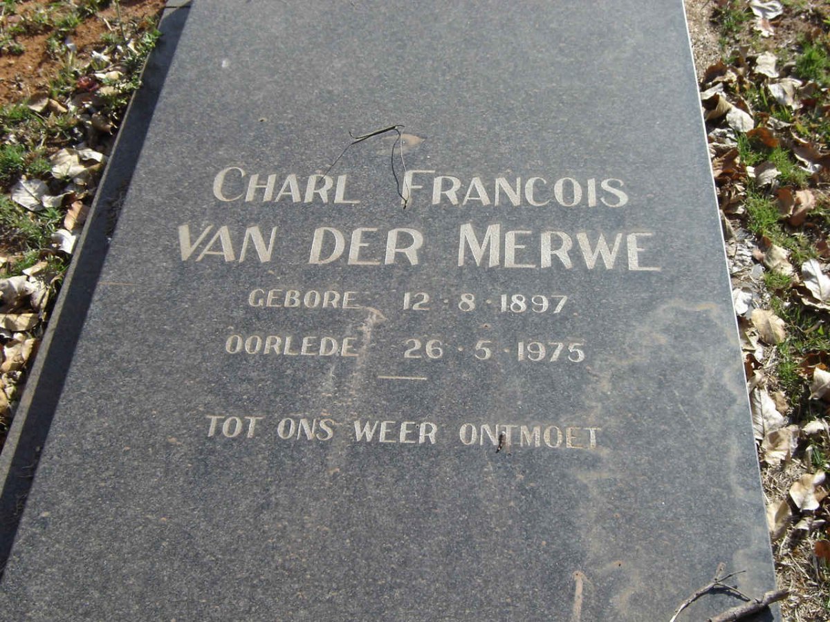 MERWE Charl Francois, van der 1897-1975