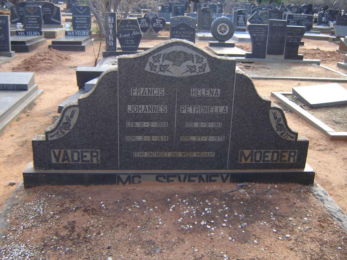 McSEVENEY Francis Johannes 1908-1974 &amp; Helena Petronella 1911-1975