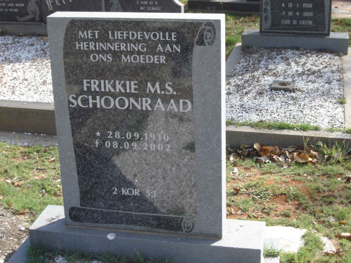 SCHOONRAAD Frikkie M.S. 1930-2002