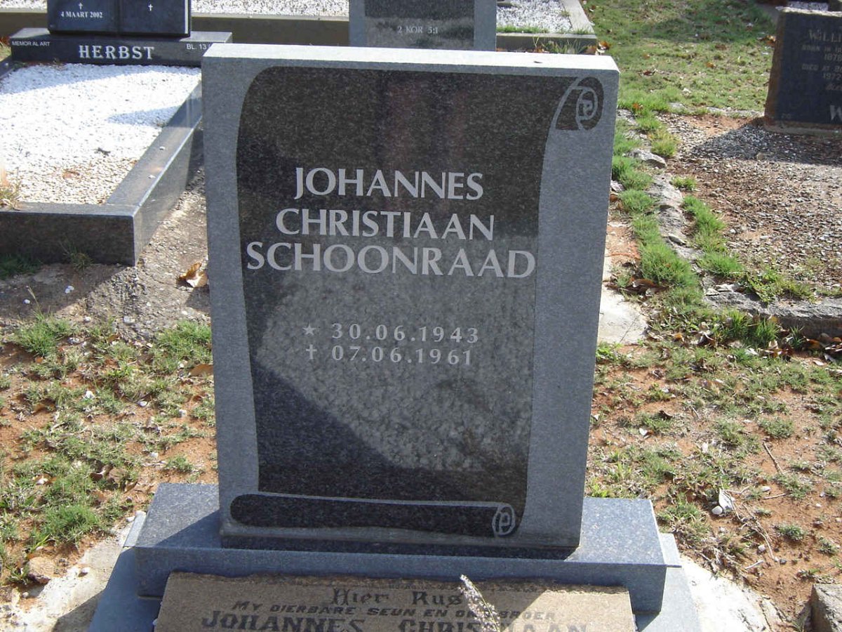 SCHOONRAAD Johannes Christiaan 1943-1961