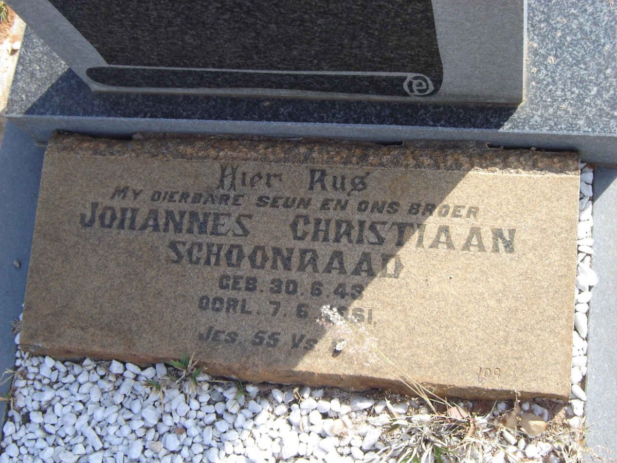 SCHOONRAAD Johannes Christiaan 1943-1961