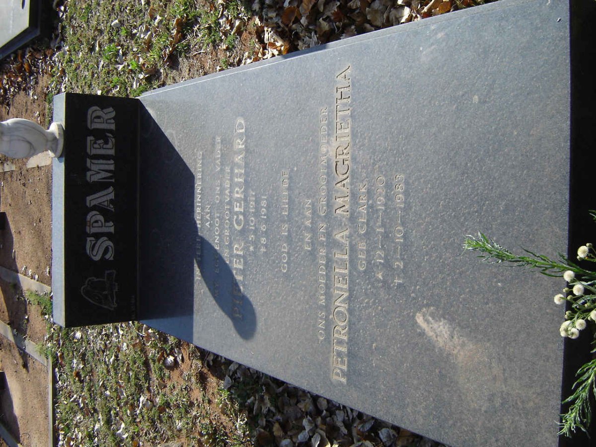 SPAMER Pieter Gerhard 1917-1981 &amp; Petronella Magrietha CLARK 1920-1983