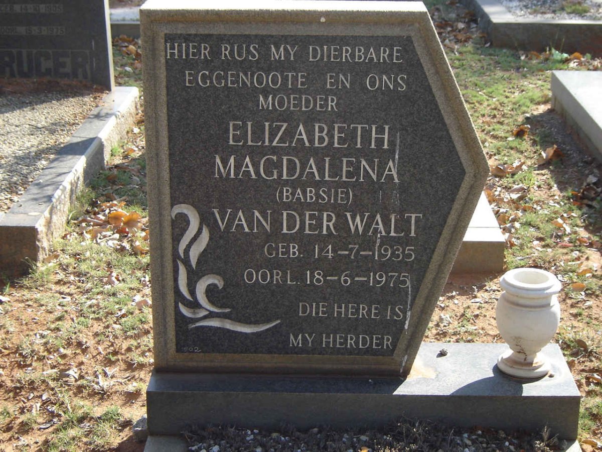 WALT Elizabeth Magdalena, van der 1935-1975