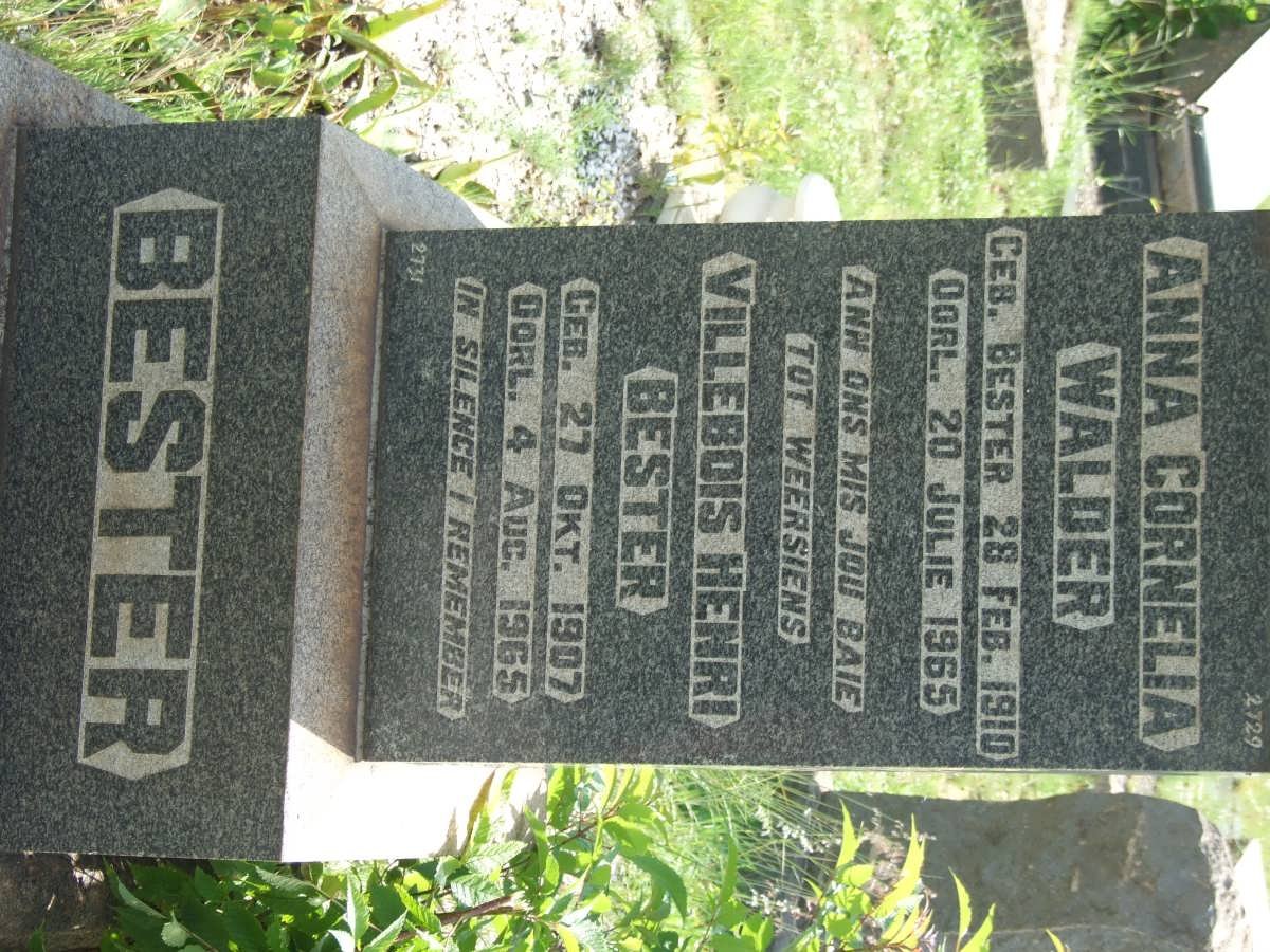 BESTER Villebois Henri 1907-1965 :: WALDER Anna Cornelia nee BESTER 1910-1965