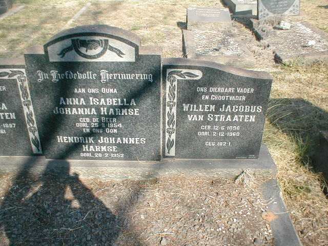 HARMSE Hendrik Johannes -1952 :: HARMSE Anna Isabella Johanna nee DE BEER -1954 :: VAN STRAATEN Willem Jacobus 1896-1960