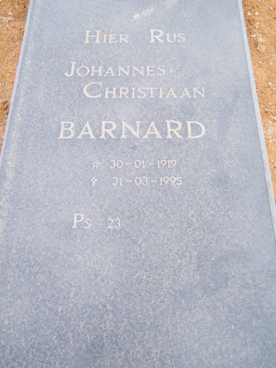 BARNARD Johannes Christiaan 1919-1995