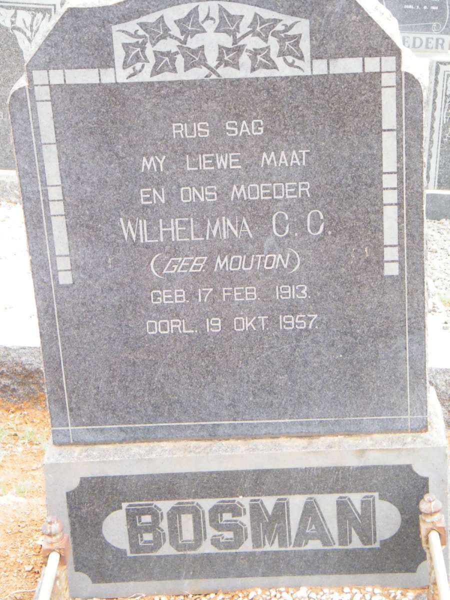 BOSMAN Wilhelmina C.C. nee MOUTON 1913-1957