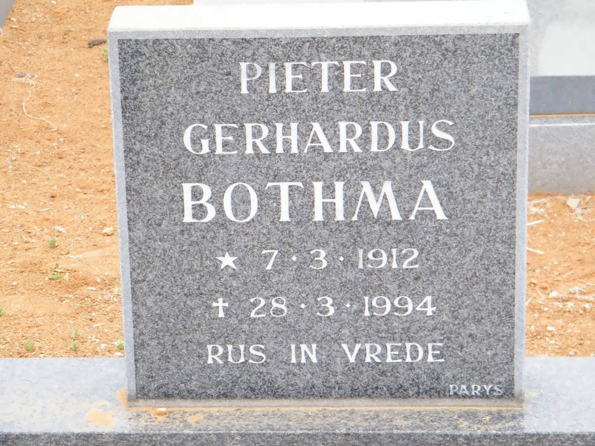 BOTHMA Pieter Gerhardus 1912-1994