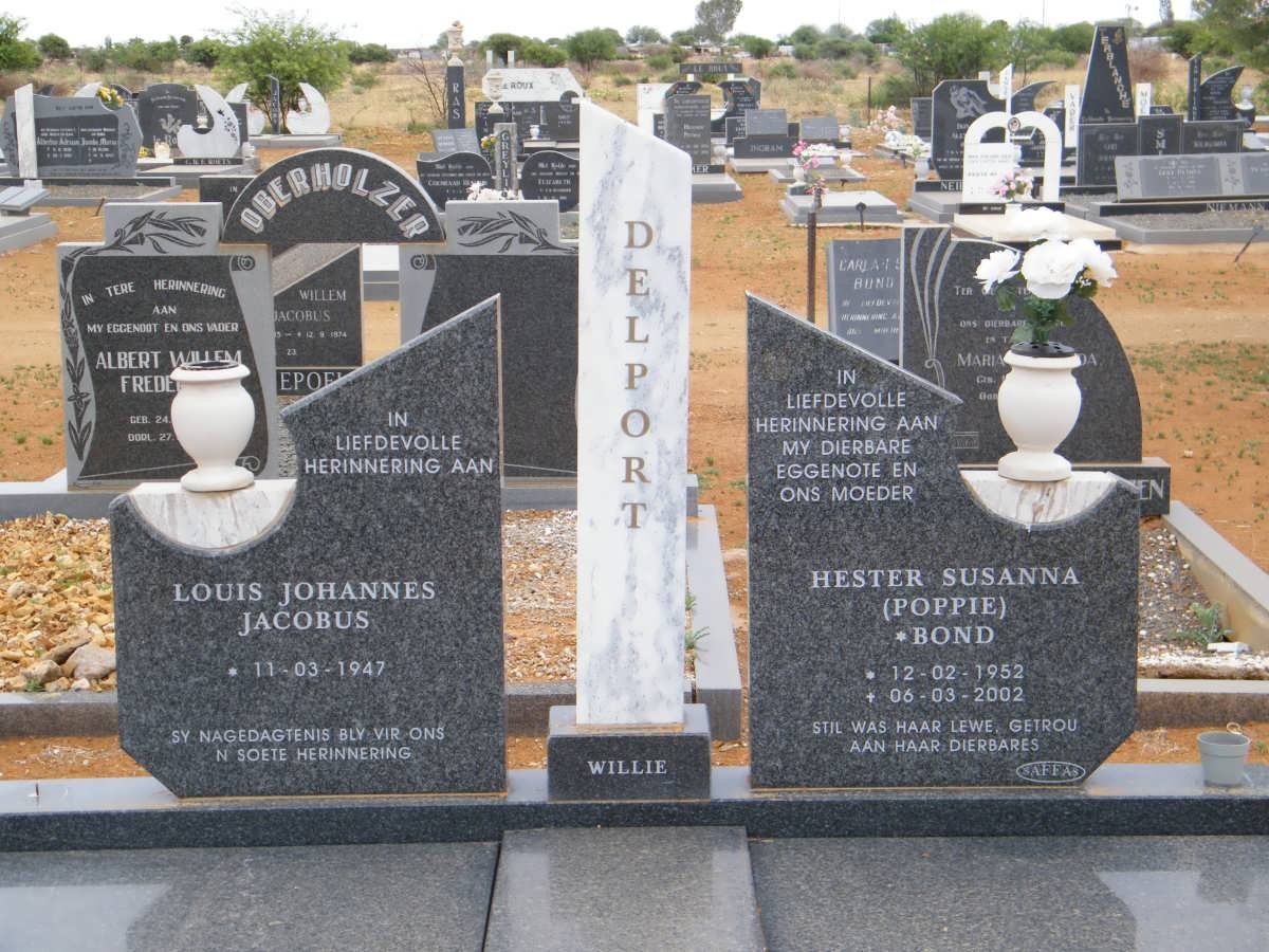 DELPORT Louis Johannes Jacobus 1947- &amp; Hester Susanna BOND 1952-2002