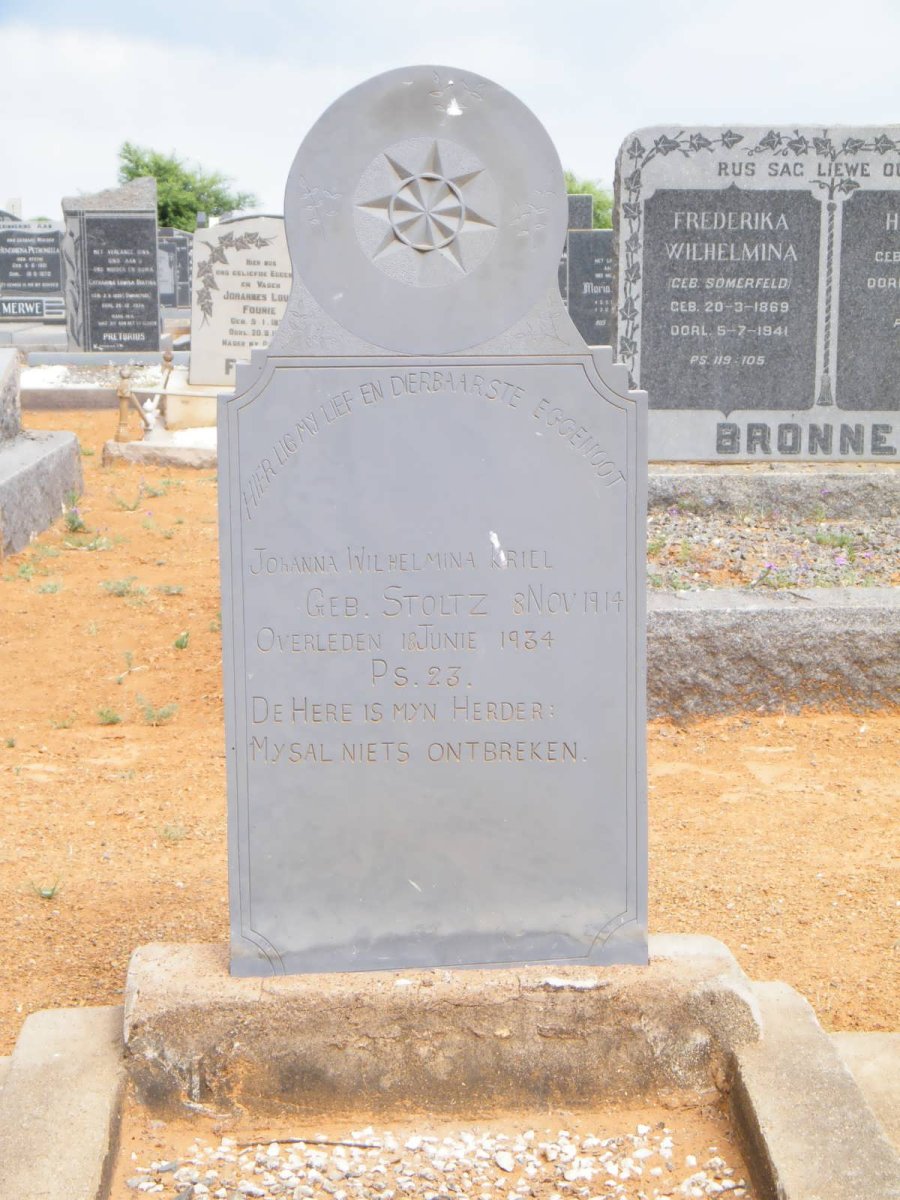 KRIEL Johanna Wilhelmina nee STOLTZ 1914-1934