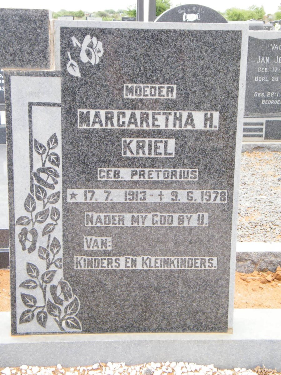 KRIEL Margaretha H. nee PRETORIUS 1913-1978