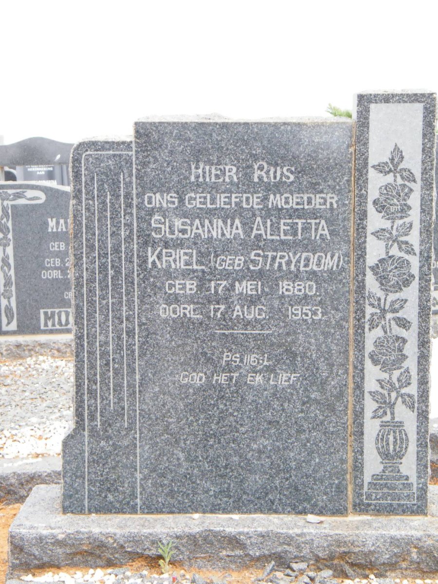 KRIEL Susanna Aletta nee STRYDOM 1880-1953
