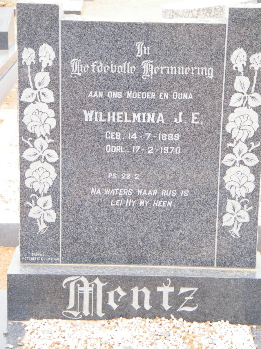 MENTZ Wilhelmina J.E. 1889-1970