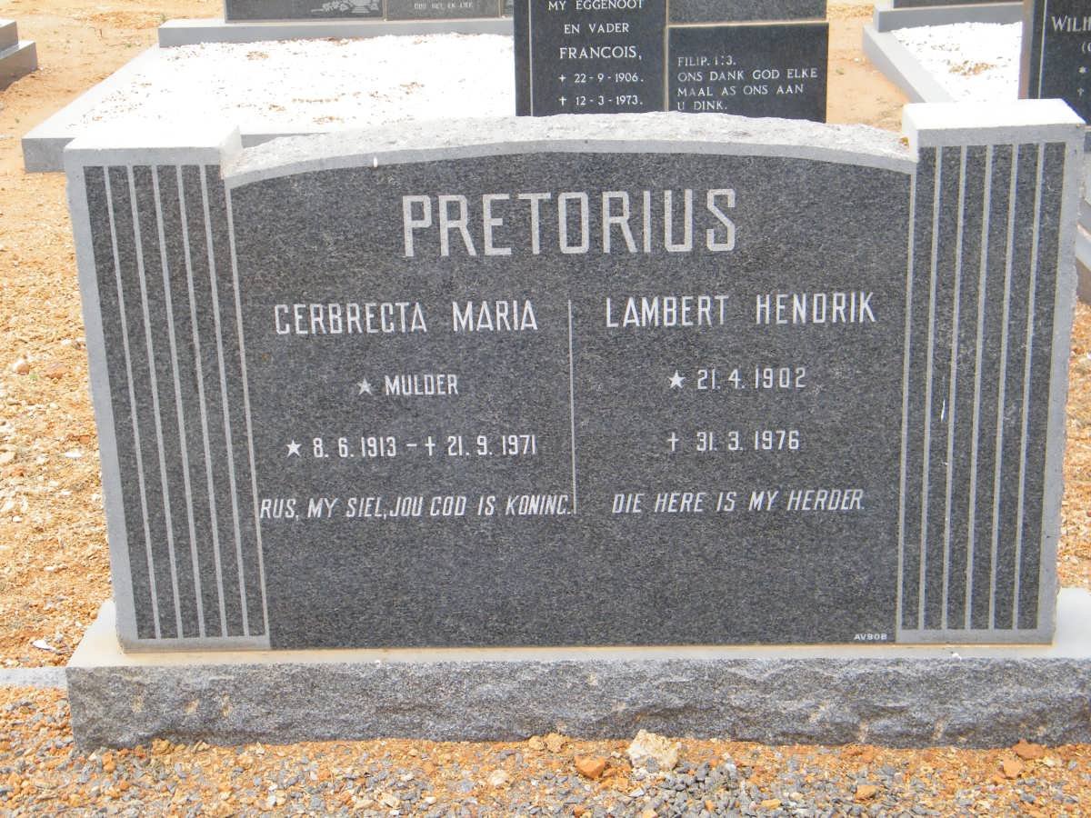 PRETORIUS Lambert Hendrik 1902-1976 &amp; Gerbrecta Maria MULDER 1913-1976