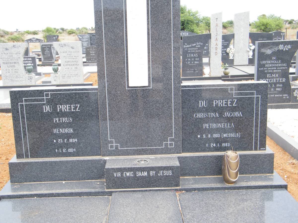 PREEZ Petrus Hendrik, du 1894-1984 &amp; Christina Jacoba Petronella WESSELS 1903-1983