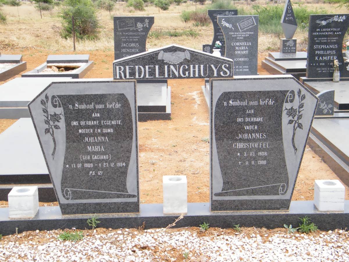 REDELINGHUYS Johannes Christoffel 1908-1988 &amp; Johanna Maria 1909-1984