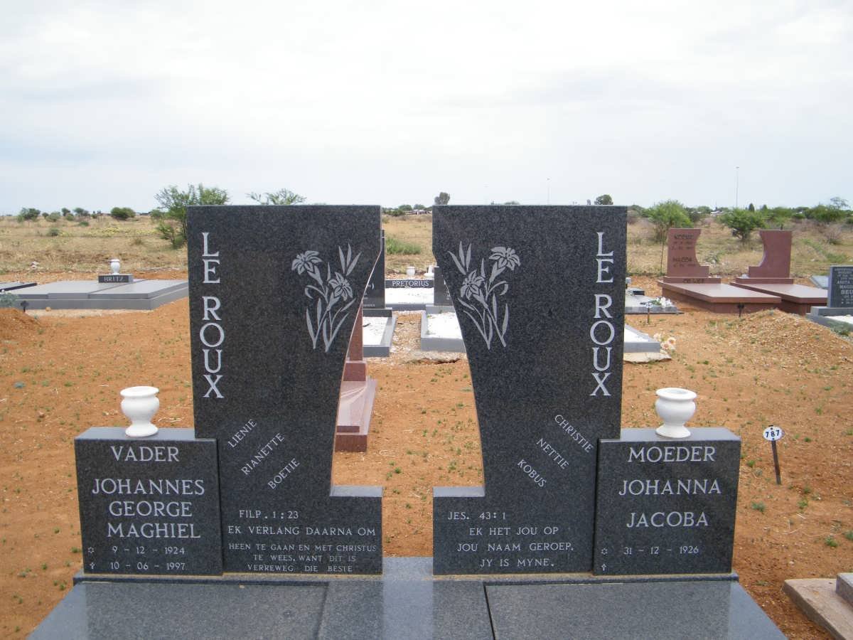 ROUX Johannes George Maghiel, le 1924-1997 &amp; Johanna Jacoba 1926-