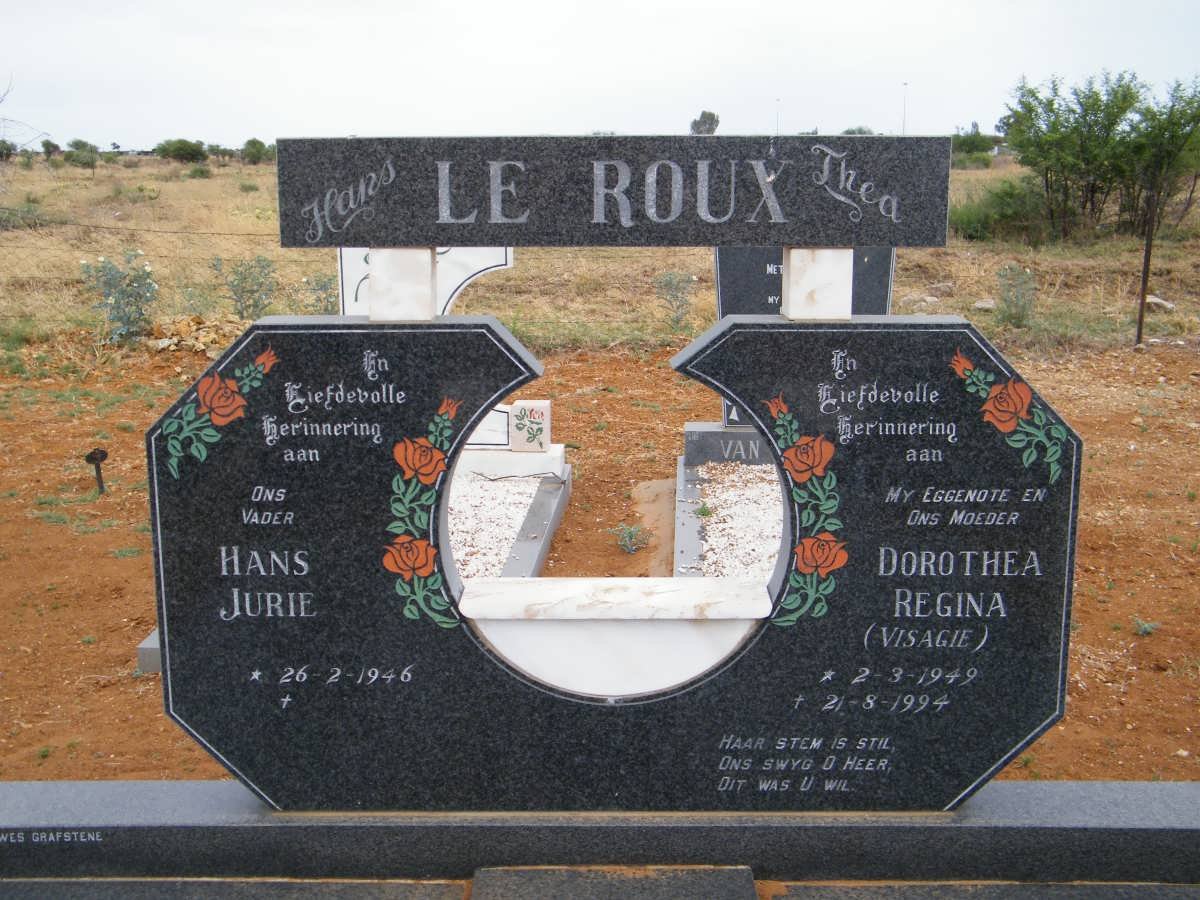 ROUX Hans Jurie, le 1946- &amp; Dorothea Regina VISAGIE 1949-1994