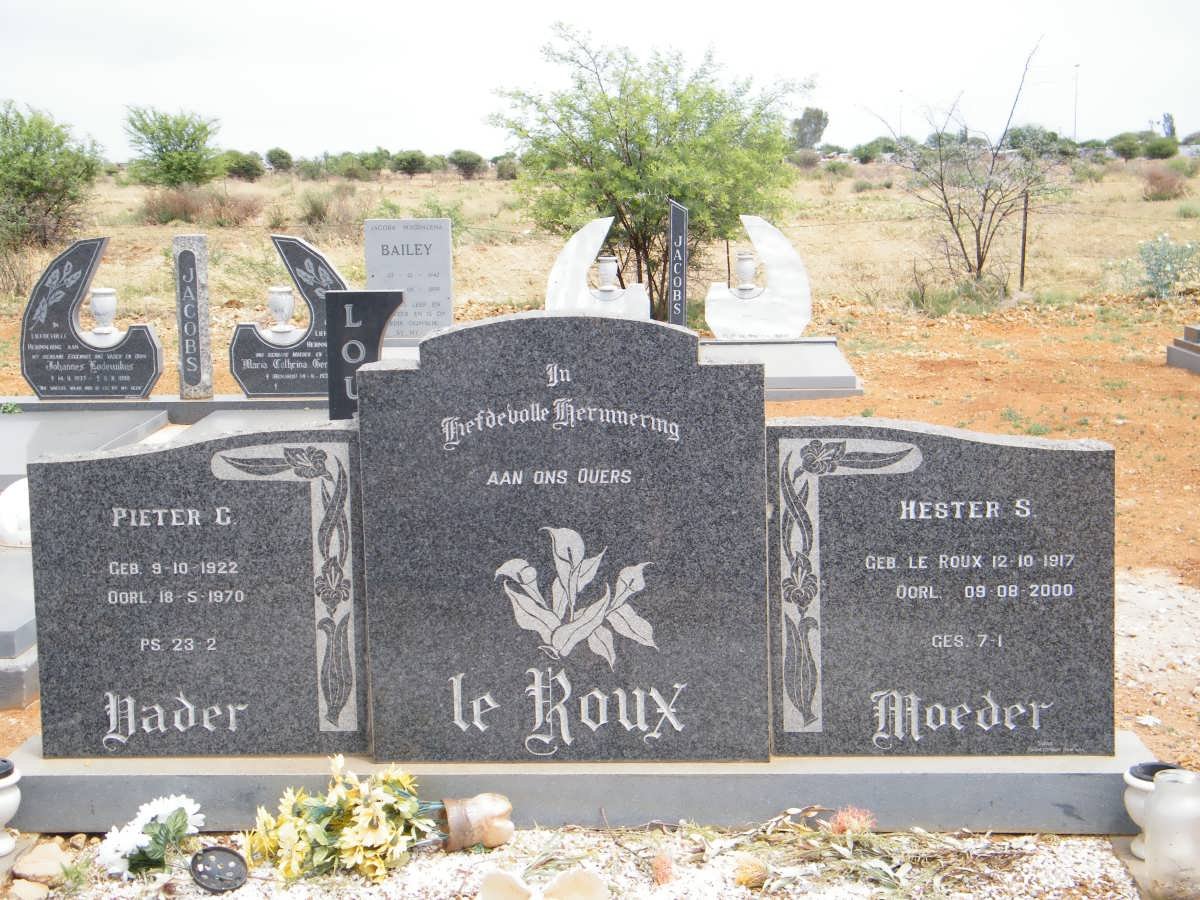 ROUX Pieter, le 1922-1970 &amp; Hester S. LE ROUX 1917-2000