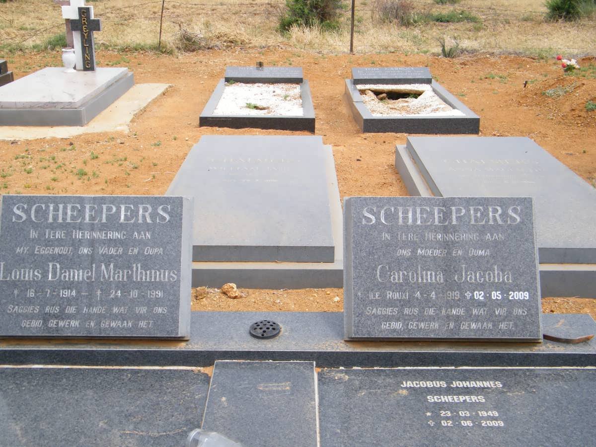 SCHEEPERS Louis Daniel Marthinus 1914-1991 &amp; Carolina Jacoba LE ROUX 1919-2009 :: SCHEEPERS Jacobus Johannes 1949-2009