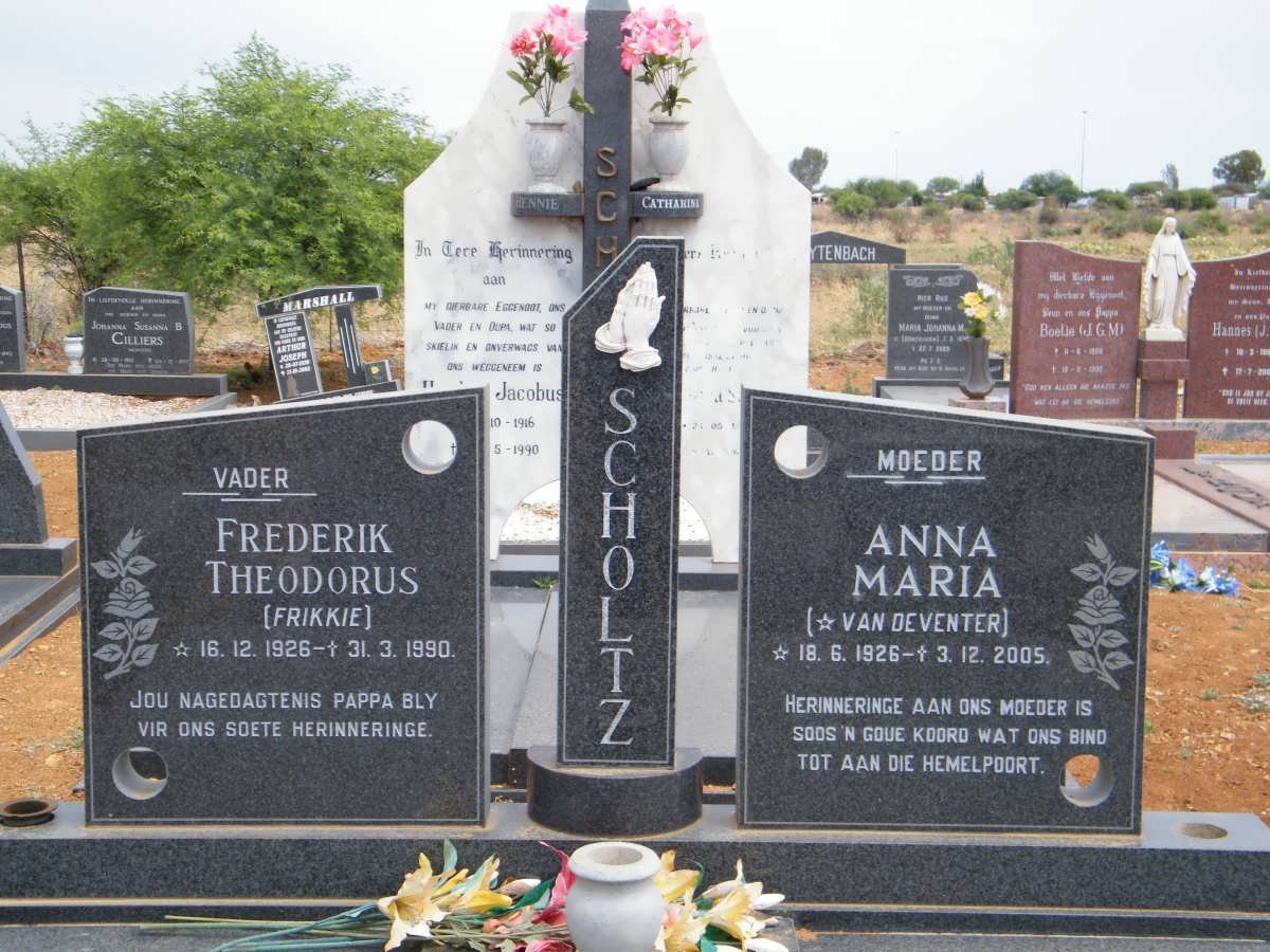 SCHOLTZ Frederik Theodorus 1926-1990 &amp; Anna Maria VAN DEVENTER 1926-2005
