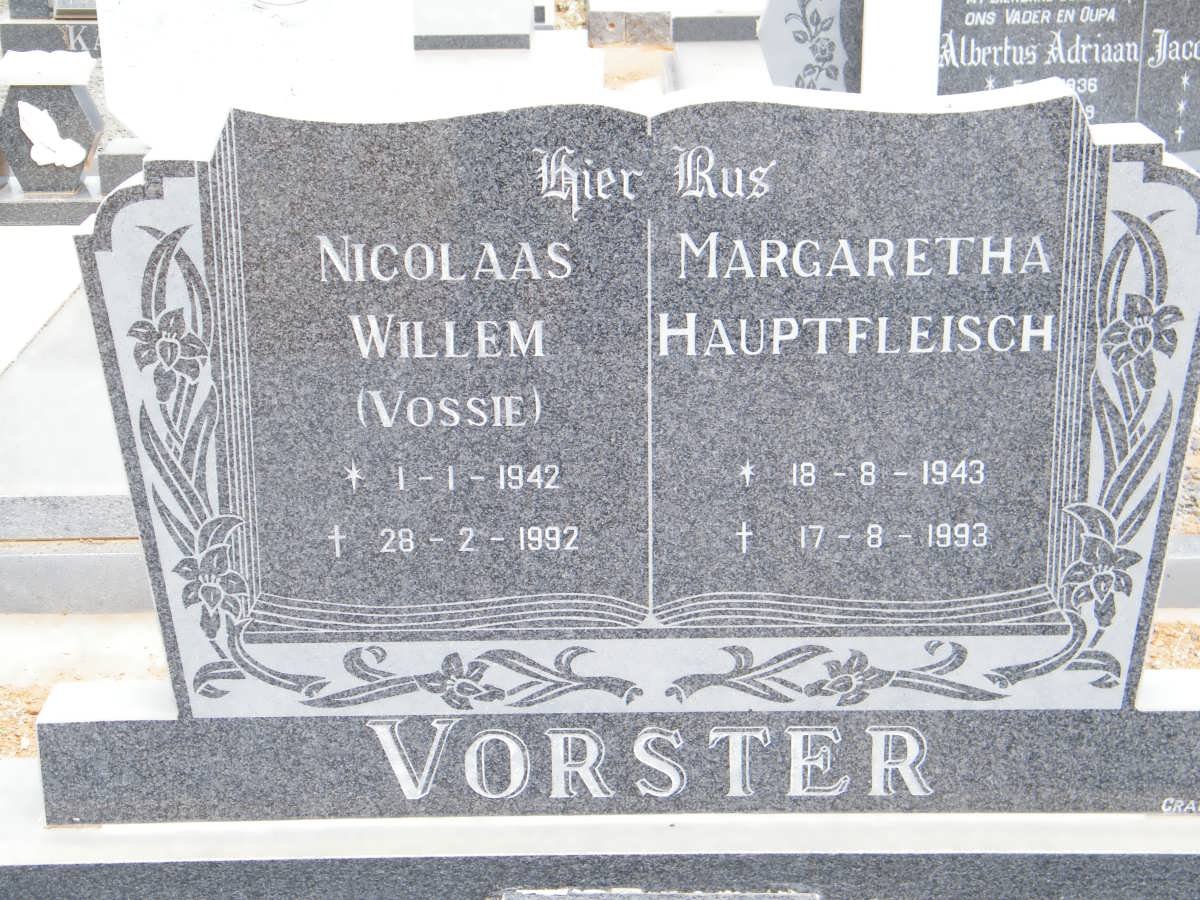 VORSTER Nicolaas Willem 1942-1992 &amp; Margaretha Hauptfleisch 1943-1993