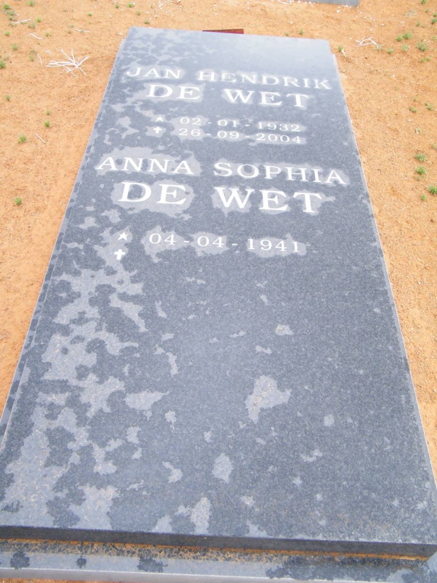 WET Jan Hendrik, de 1932-2004 &amp; Anna Sophia 1941-