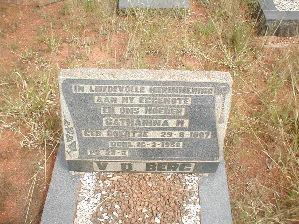 BERG Catharina M., v.d. nee COERTZE 1887-1932