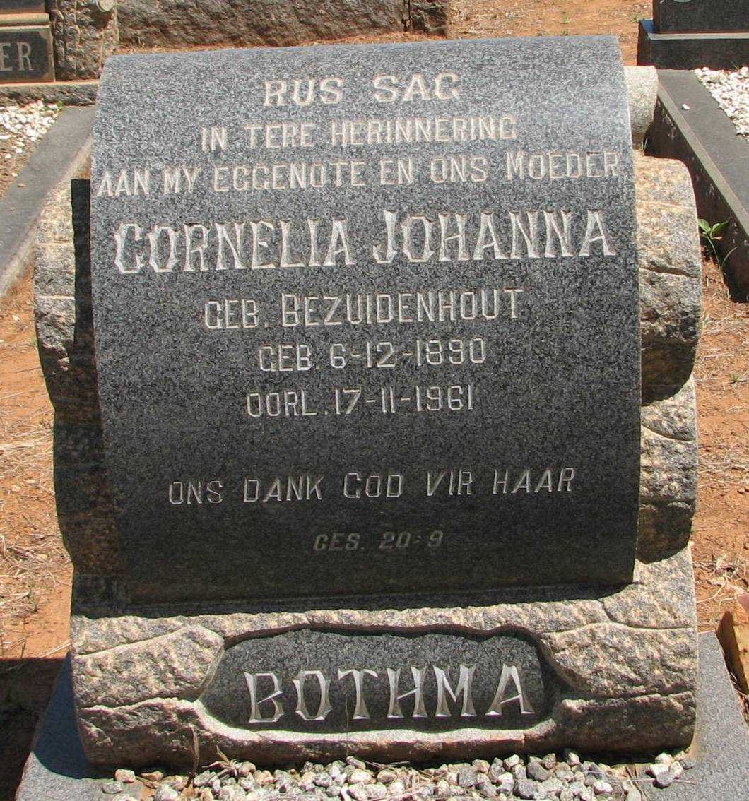 BOTHMA Cornelia Johanna nee BEZUIDENHOUT 1890-1961